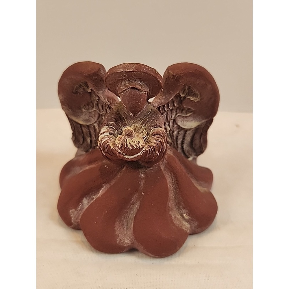 Vintage 1989 4"X3.5" United Design Cranberry Angel Tapered Candle Stick Holder